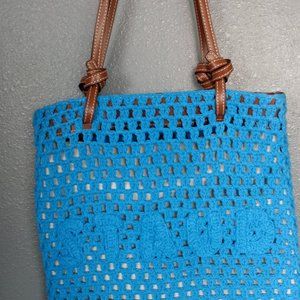 NWOT STAUD Crochet Porte Tote Bag in Blue - Azu Azure